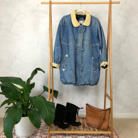 Vintage Jackets & Blazers - Vintage Sherpa Collar Denim Heavy Toggle Jacket